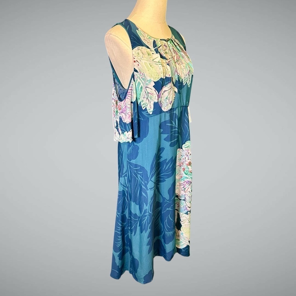 Maeve by Anthropologie ‘Elia’ Cold Shoulder Floral Print Dress in Turquoise 10 - Picture 15 of 16